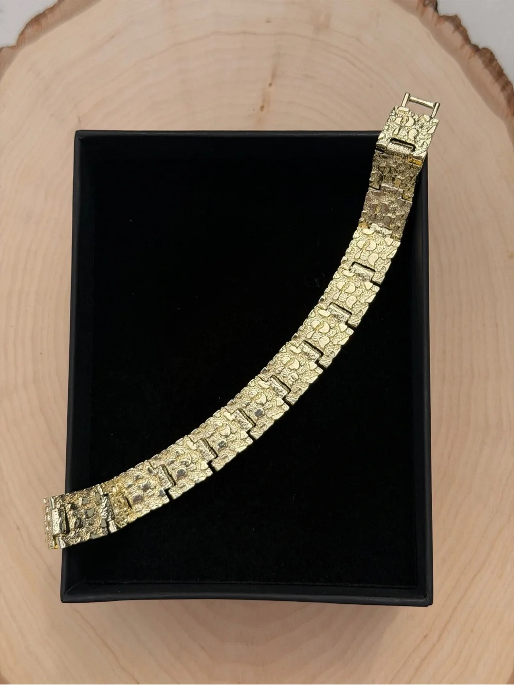 Gold Textured Link Bracelet - Men Accessories Jewelry